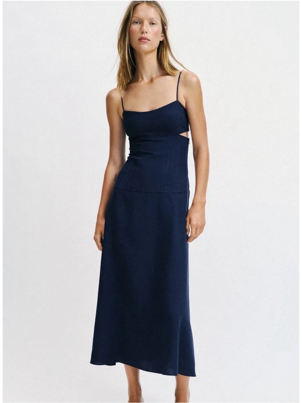Zara Cut Out Strappy Midi Dress - Size M - NWT